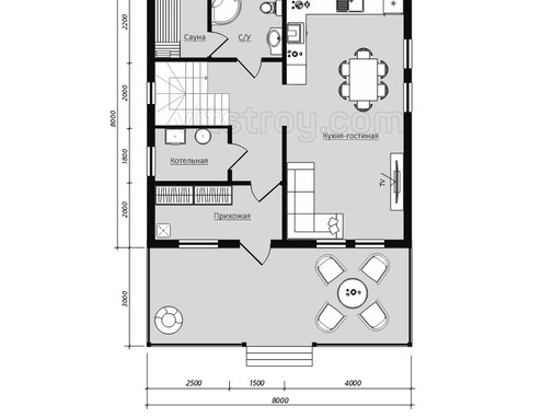 Каркасный дом 8x8 м - изображение 3